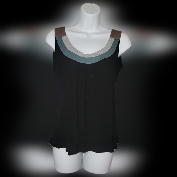 🌼3 for 30🌼Private Label Black Blue Gray Lined Flowy V Neck Tank Top Medium - Picture 2 of 5